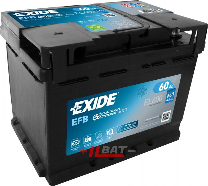 Exide Start-Stop EFB 12V 60Ah 640A EL600